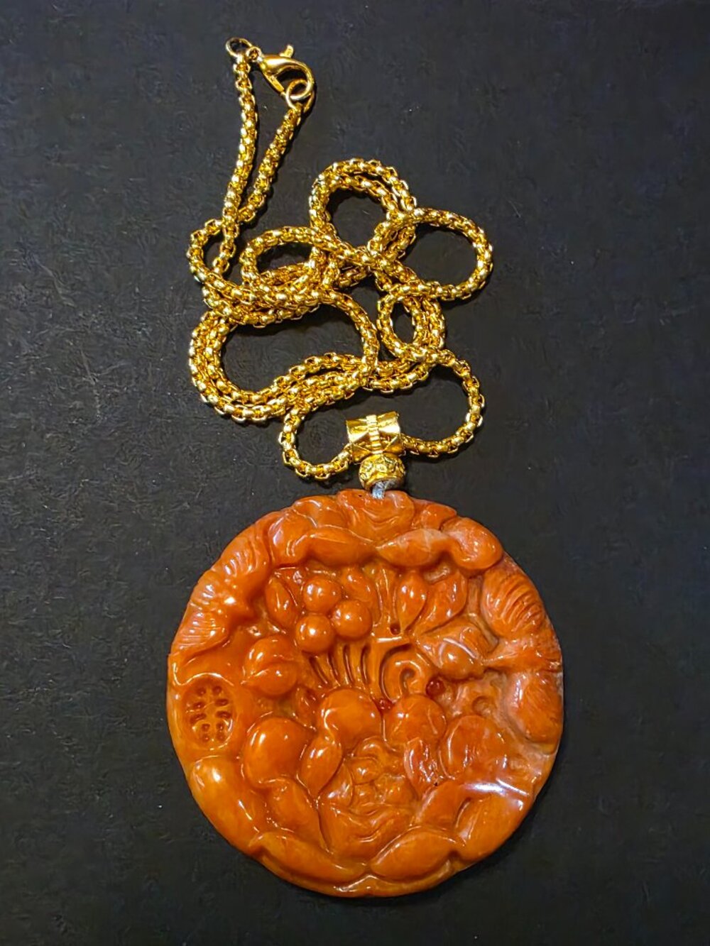 Natural Orange Red Jade Necklace